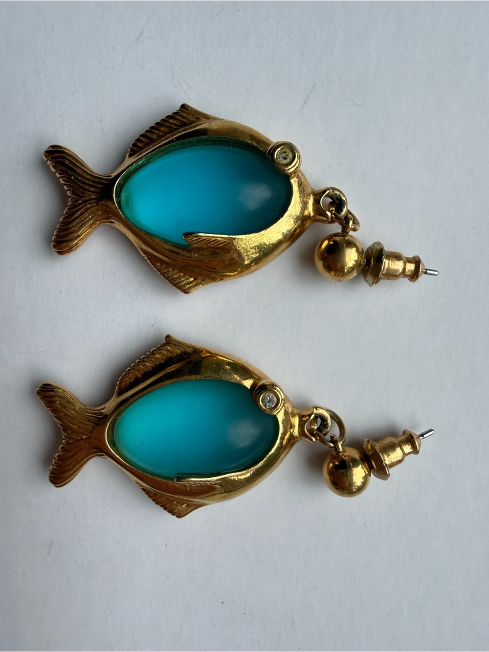 Vintage signed Avon by "Jelly Belly" fish drop earrings from the 1990s